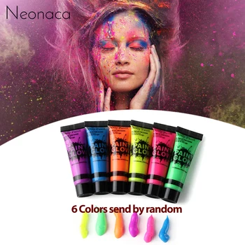 6 Colori Pittura del Corpo UV Fluorescenti al Neon di truccabimbi per il Make Up di Halloween Party Colorato di Body Art Pittura Bellezza Trucco Strumento
