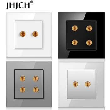 JHJCH-Parete presa audio, altoparlante della scatola di giunzione di potenza in uscita, vetro temperato pannello a cristalli, nero, bianco, grigio