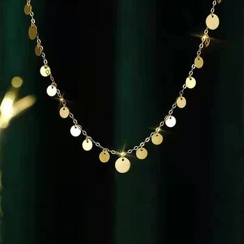 MIQIAO Reale 18K Collana in Oro per le Donne Puro AU750 Regolabile Clavicola Catena Lucido Tondo Oro Fiocco di Gioielli Regali